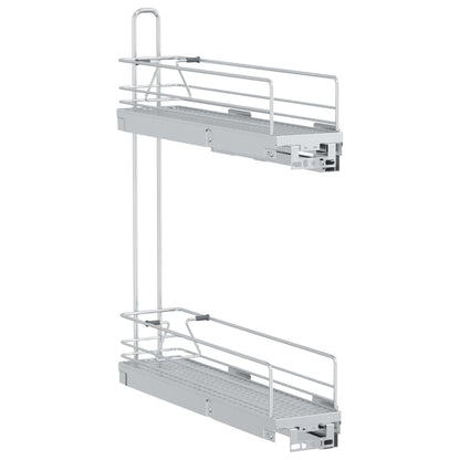 Küchen-Drahtkorb 2-stufig Ausziehbar Silbern 47x12x56 cm