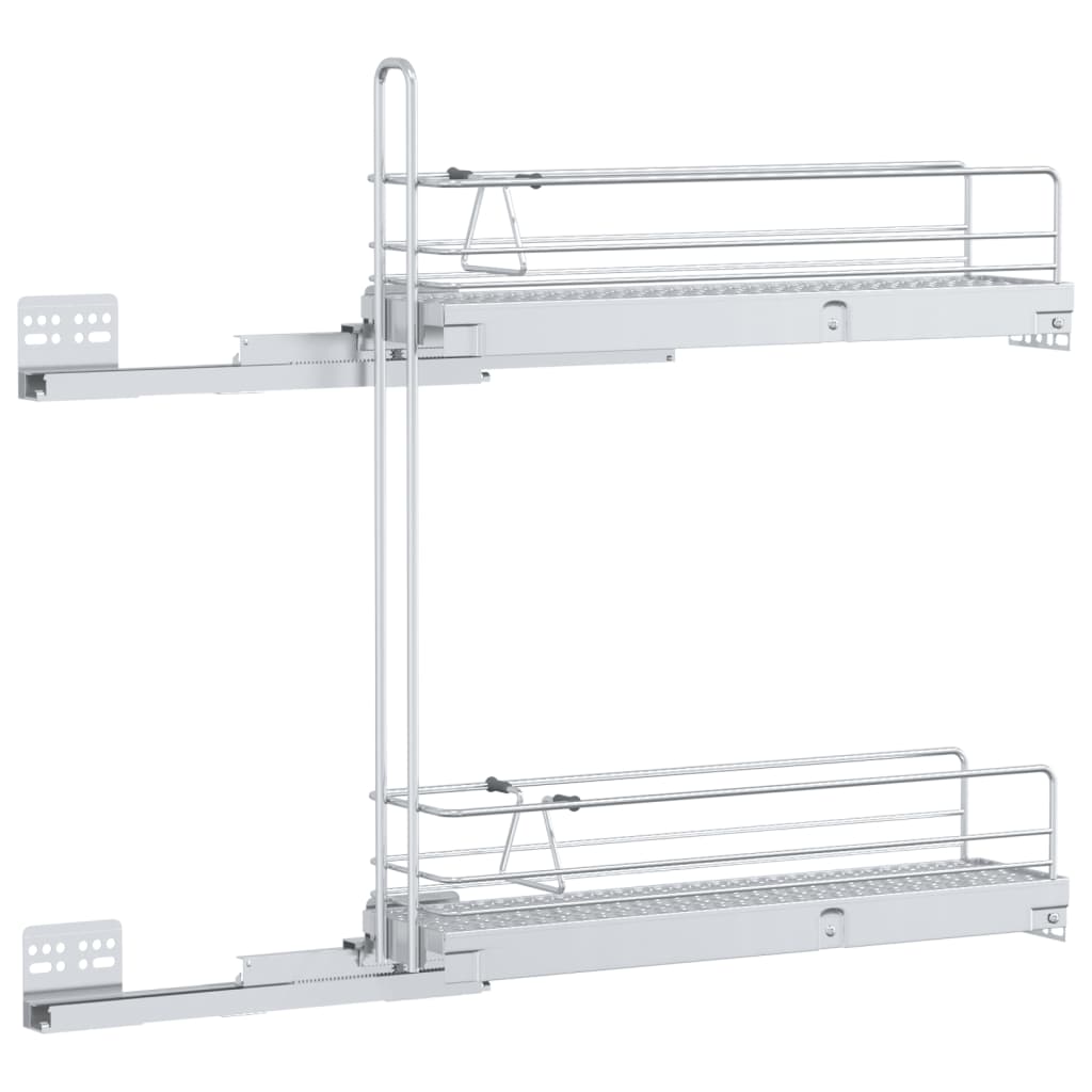 Küchen-Drahtkorb 2-stufig Ausziehbar Silbern 47x12x56 cm