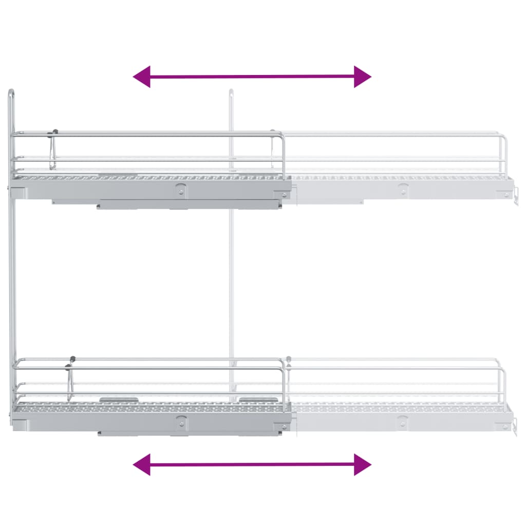 Küchen-Drahtkorb 2-stufig Ausziehbar Silbern 47x12x56 cm