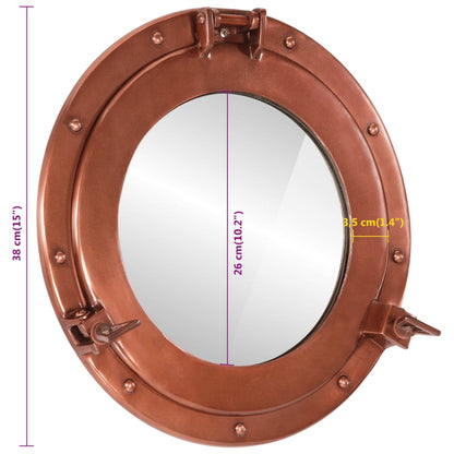 Bullaugen-Spiegel Wandmontage Ø38 cm Aluminium und Glas