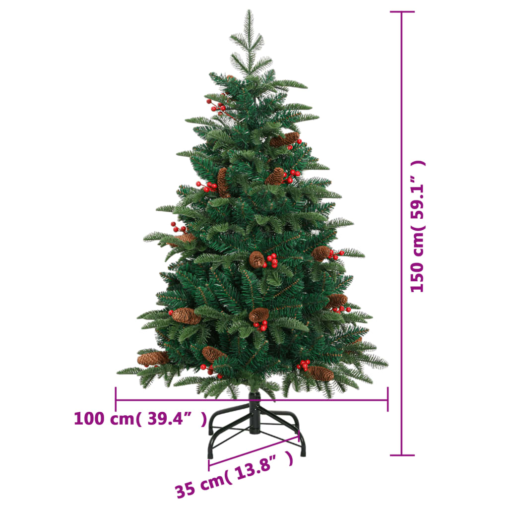 Künstlicher Weihnachtsbaum Klappbar mit Zapfen & Beeren 150 cm