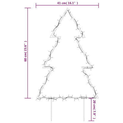 Albero di Natale con picchetti da terra e 80 LED, 60 cm