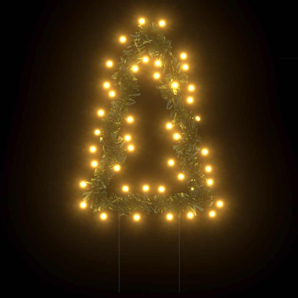 Alberi di Natale con picchetti da terra, 3 pezzi, 50 LED, 30 cm