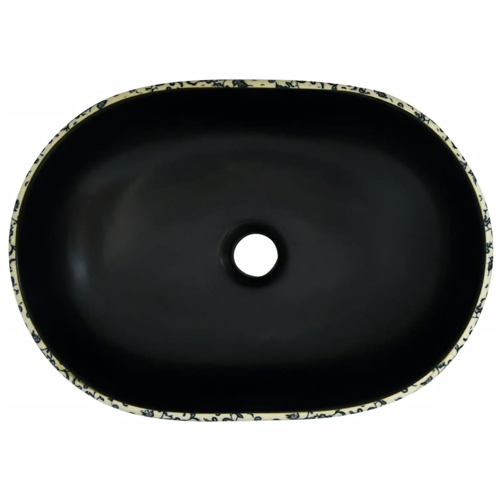 Aufsatzwaschbecken Schwarz und Blau Oval 47x33x13 cm Keramik