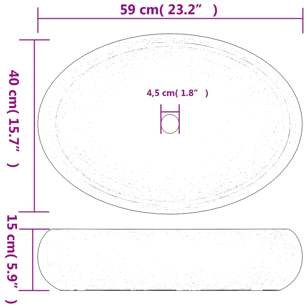 Aufsatzwaschbecken Sandfarben Oval 59x40x15 cm Keramik