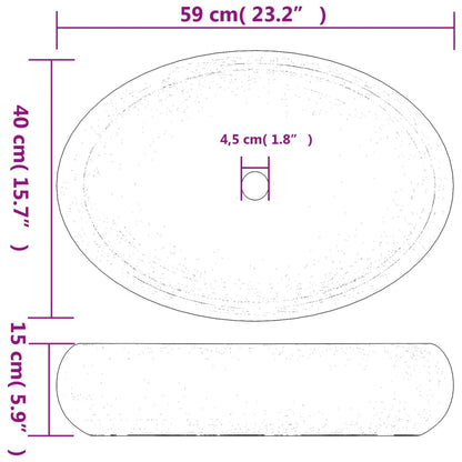 Aufsatzwaschbecken Braun Oval 59x40x15 cm Keramik