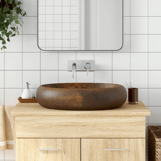 Aufsatzwaschbecken Braun Oval 59x40x15 cm Keramik