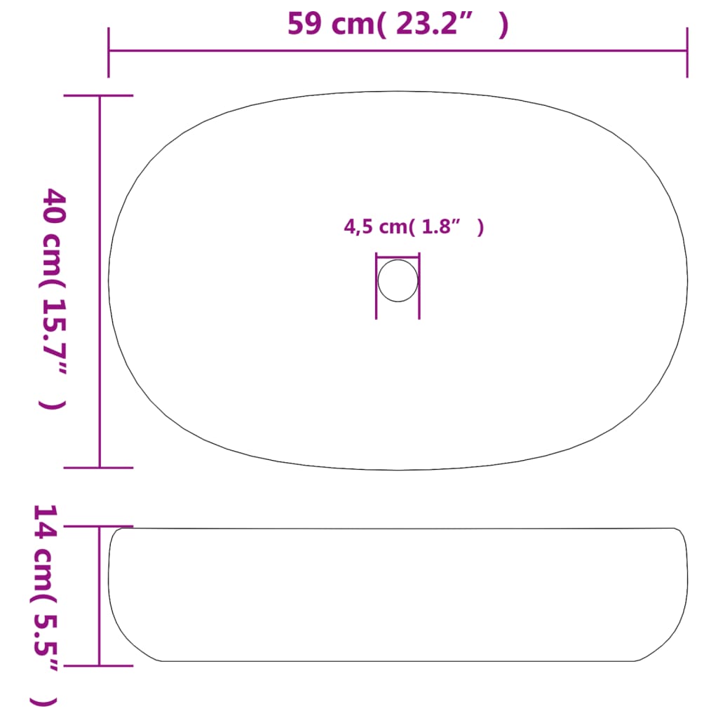 Aufsatzwaschbecken Türkis Oval 59x40x14 cm Keramik