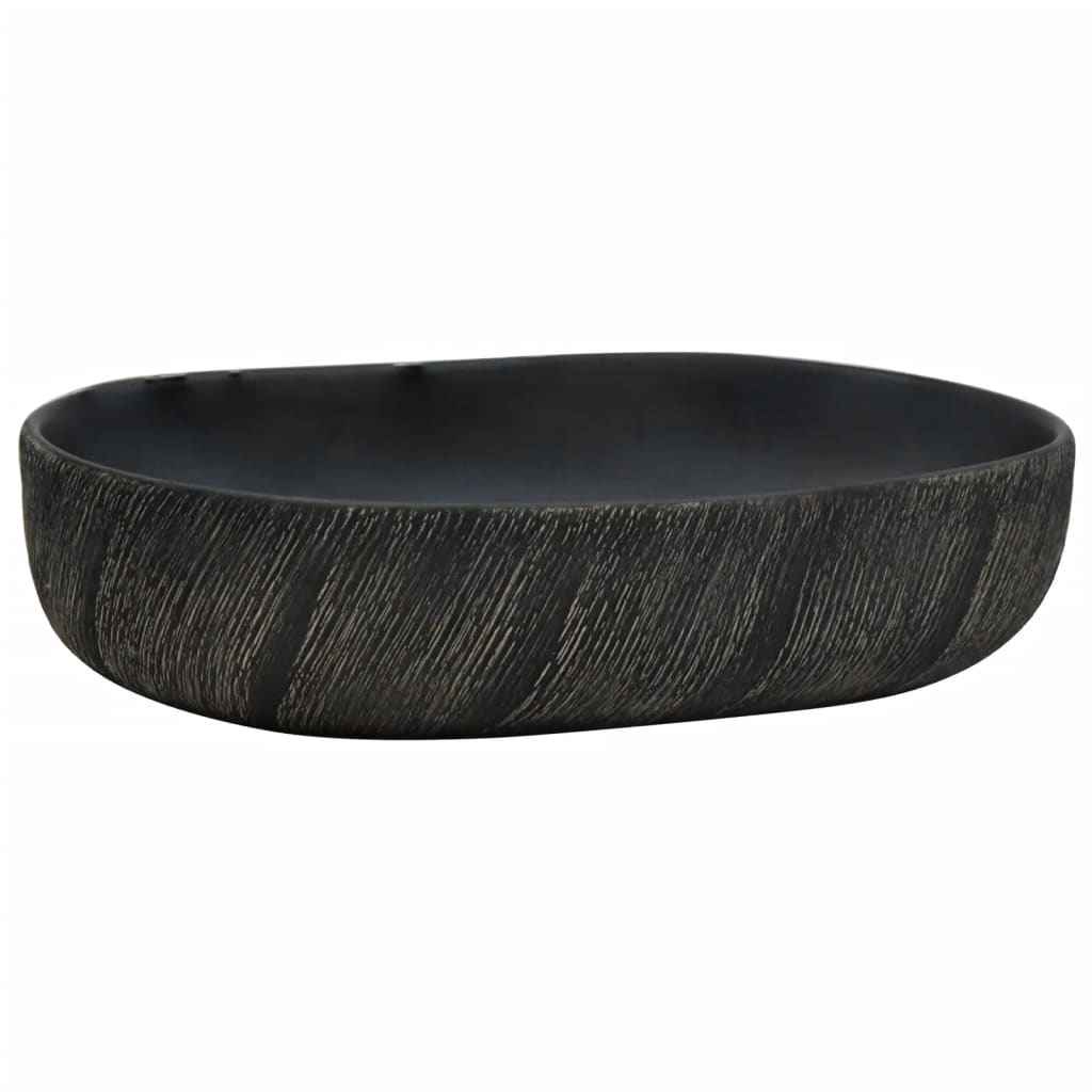 Aufsatzwaschbecken Schwarz Oval 59x40x14 cm Keramik