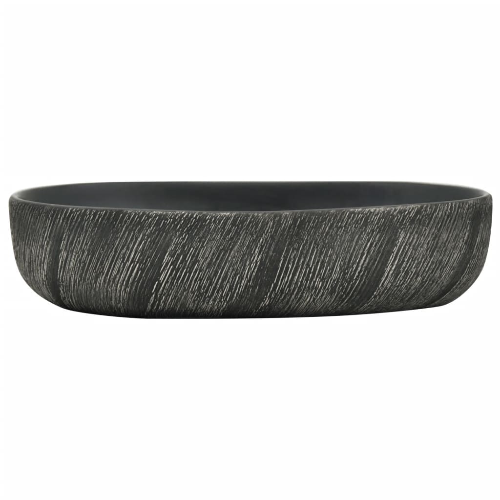 Aufsatzwaschbecken Schwarz Oval 59x40x14 cm Keramik