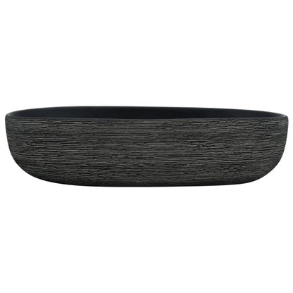 Aufsatzwaschbecken Grau und Schwarz Oval 59x40x14 cm Keramik