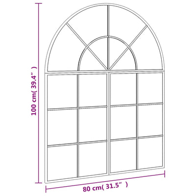 Wandspiegel Schwarz 80x100cm Gewölbt Eisen