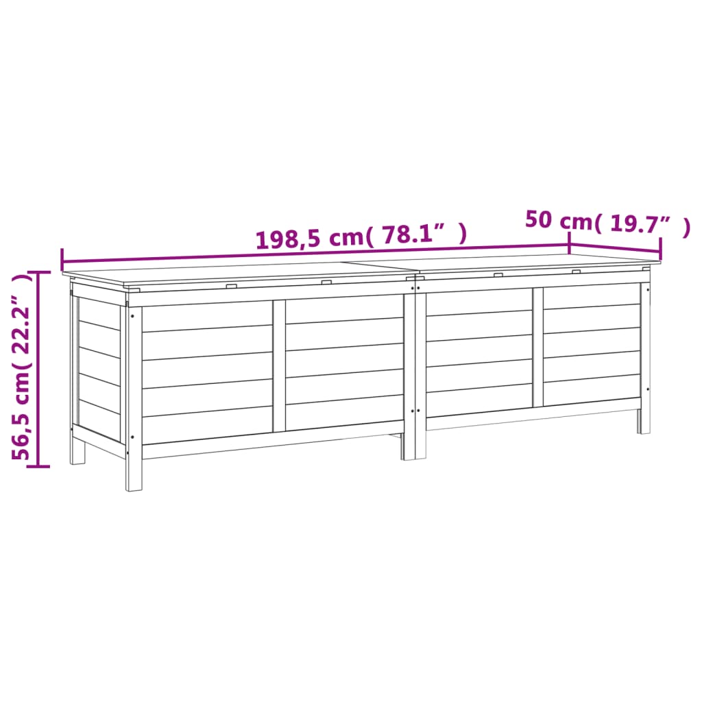 Gartentruhe 198,5x50x56,5 cm Massivholz Tanne