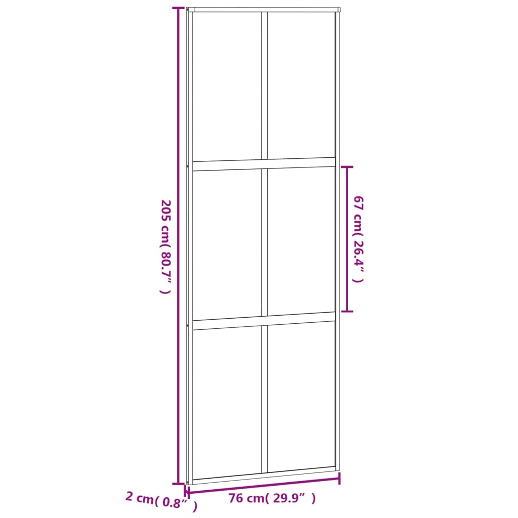 Schiebetür Weiß 76x205 cm Hartglas und Aluminium