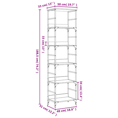 Bücherregal Sonoma-Eiche 50x33x188,5 cm Holzwerkstoff