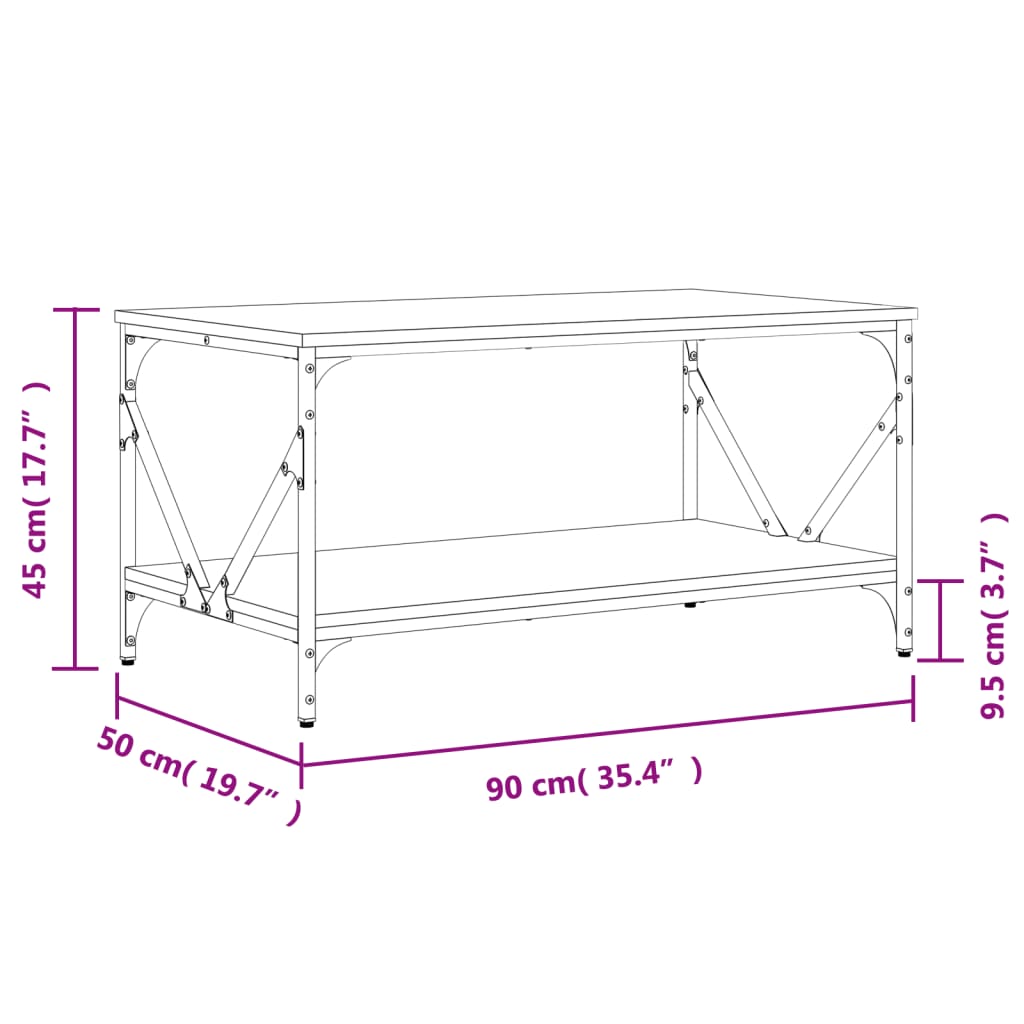 Couchtisch Räuchereiche 90x50x45 cm Holzwerkstoff