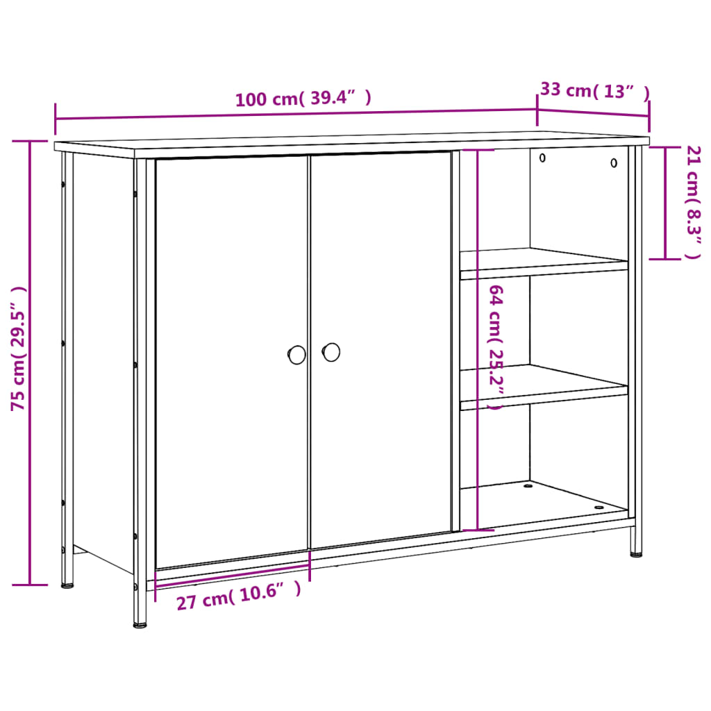 Sideboard Sonoma-Eiche 100x33x75 cm Holzwerkstoff