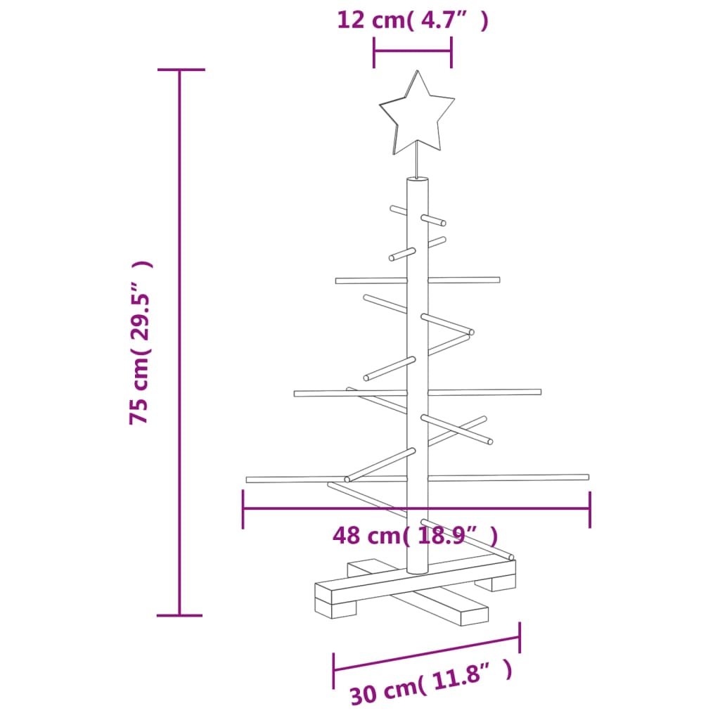 Weihnachtsbaum Holz zum Schmücken 75 cm Massivholz Kiefer