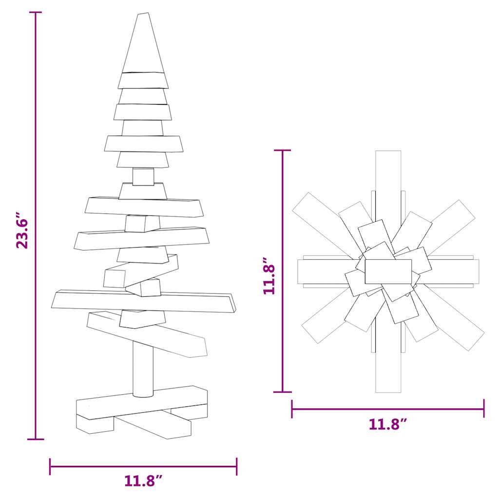 Albero di Natale in legno per decorazione, 60 cm, legno di pino massiccio