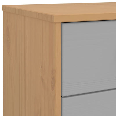 Schubladenschrank OLDEN Grau und Braun Massivholz Kiefer