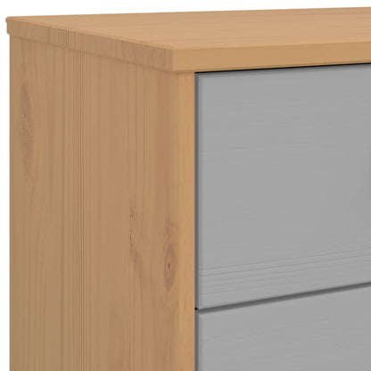 Schubladenschrank OLDEN Grau und Braun Massivholz Kiefer