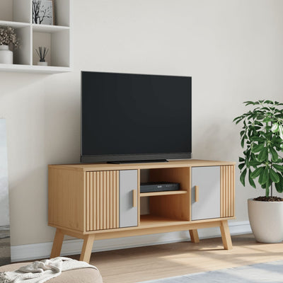 TV-Schrank OLDEN Grau und Braun 114x43x57 cm Massivholz Kiefer