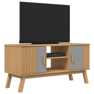 TV-Schrank OLDEN Grau und Braun 114x43x57 cm Massivholz Kiefer