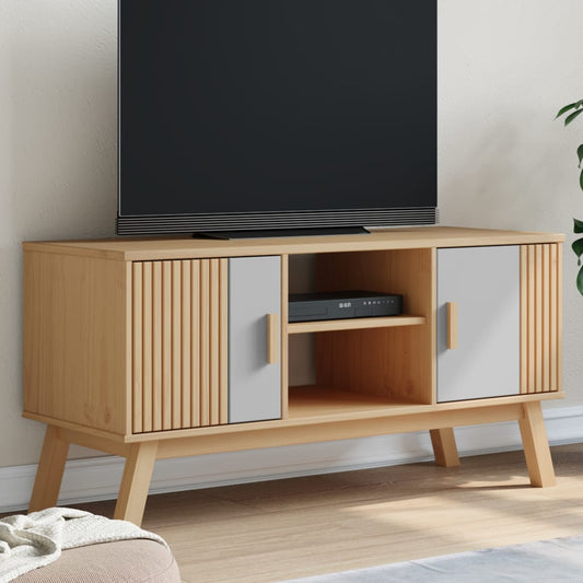 TV-Schrank OLDEN Grau und Braun 114x43x57 cm Massivholz Kiefer