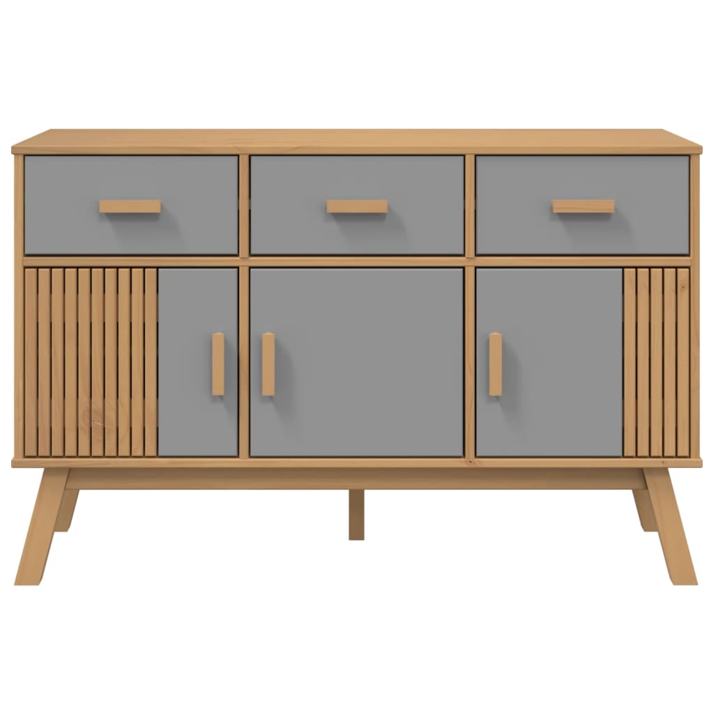 Sideboard OLDEN Grau und Braun 114x43x73,5 cm Massivholz Kiefer