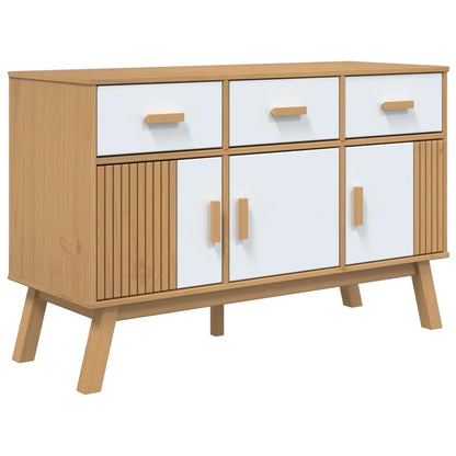 Sideboard OLDEN Weiß und Braun 114x43x73,5 cm Massivholz Kiefer