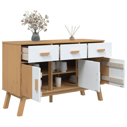 Sideboard OLDEN Weiß und Braun 114x43x73,5 cm Massivholz Kiefer