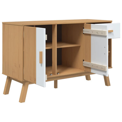 Sideboard OLDEN Weiß und Braun 114x43x73,5 cm Massivholz Kiefer