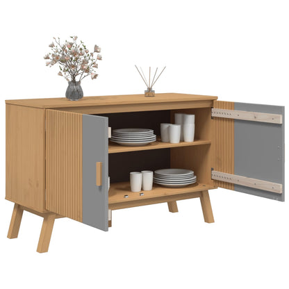 Sideboard OLDEN Grau und Braun 114x43x73,5 cm Massivholz Kiefer