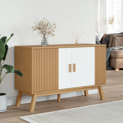 Sideboard OLDEN Weiß und Braun 114x43x73,5 cm Massivholz Kiefer