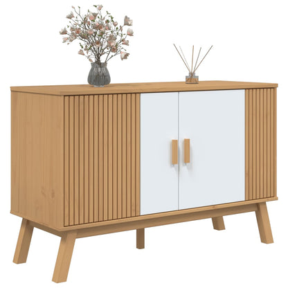 Sideboard OLDEN Weiß und Braun 114x43x73,5 cm Massivholz Kiefer