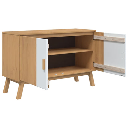 Sideboard OLDEN Weiß und Braun 114x43x73,5 cm Massivholz Kiefer