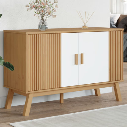 Sideboard OLDEN Weiß und Braun 114x43x73,5 cm Massivholz Kiefer