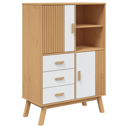 Highboard OLDEN Weiß und Braun 85x43x125 cm Massivholz Kiefer