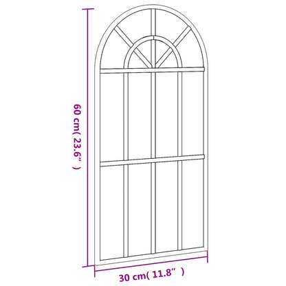 Wandspiegel Schwarz 30x60 cm Gewölbt Eisen