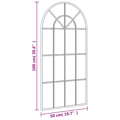 Wandspiegel Schwarz 50x100 cm Gewölbt Eisen