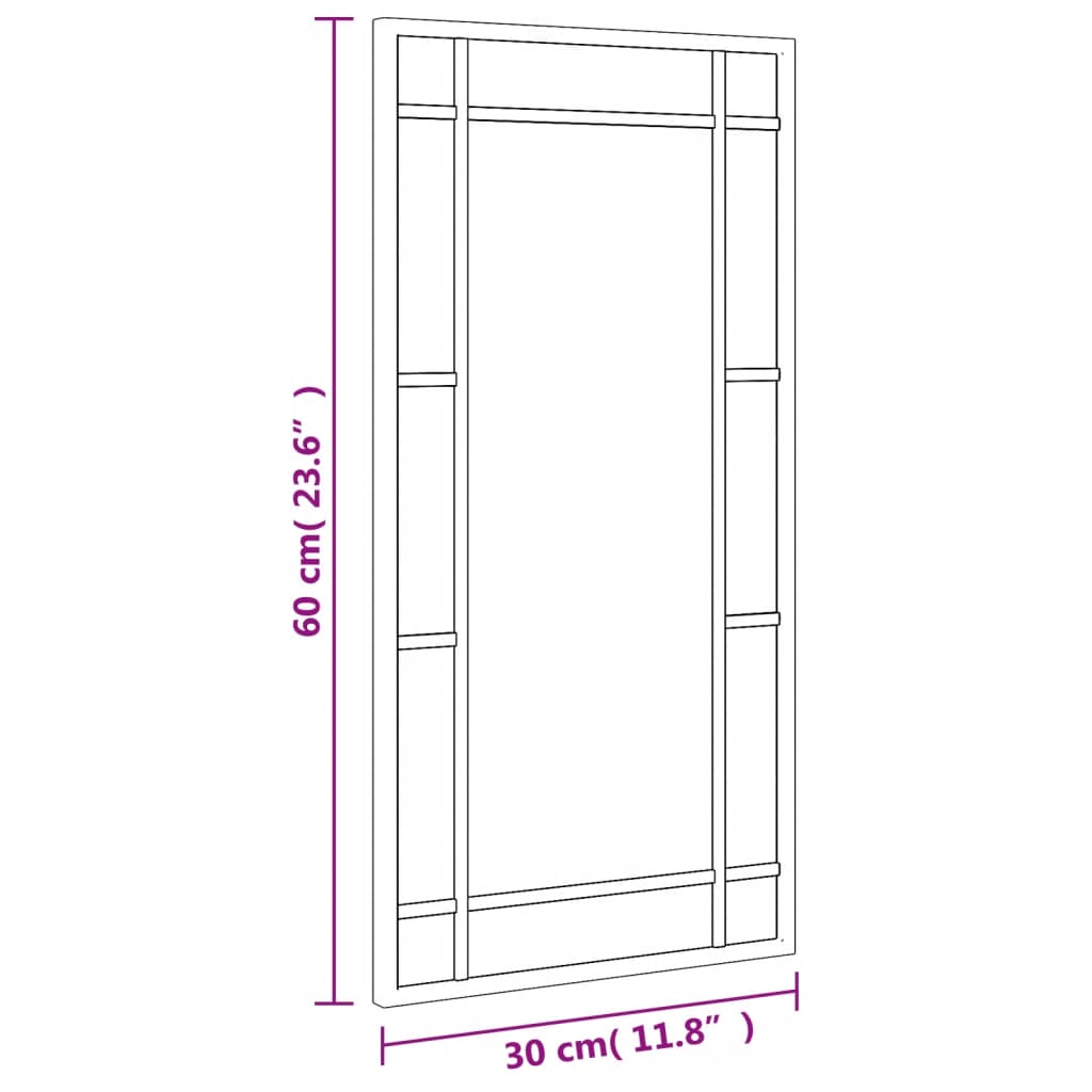 Wandspiegel Schwarz 30x60 cm Rechteckig Eisen