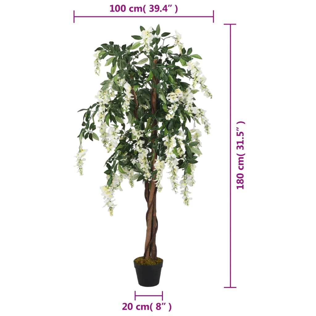 Glyzinienbaum Künstlich 1260 Blätter 180 cm Grün und Weiß