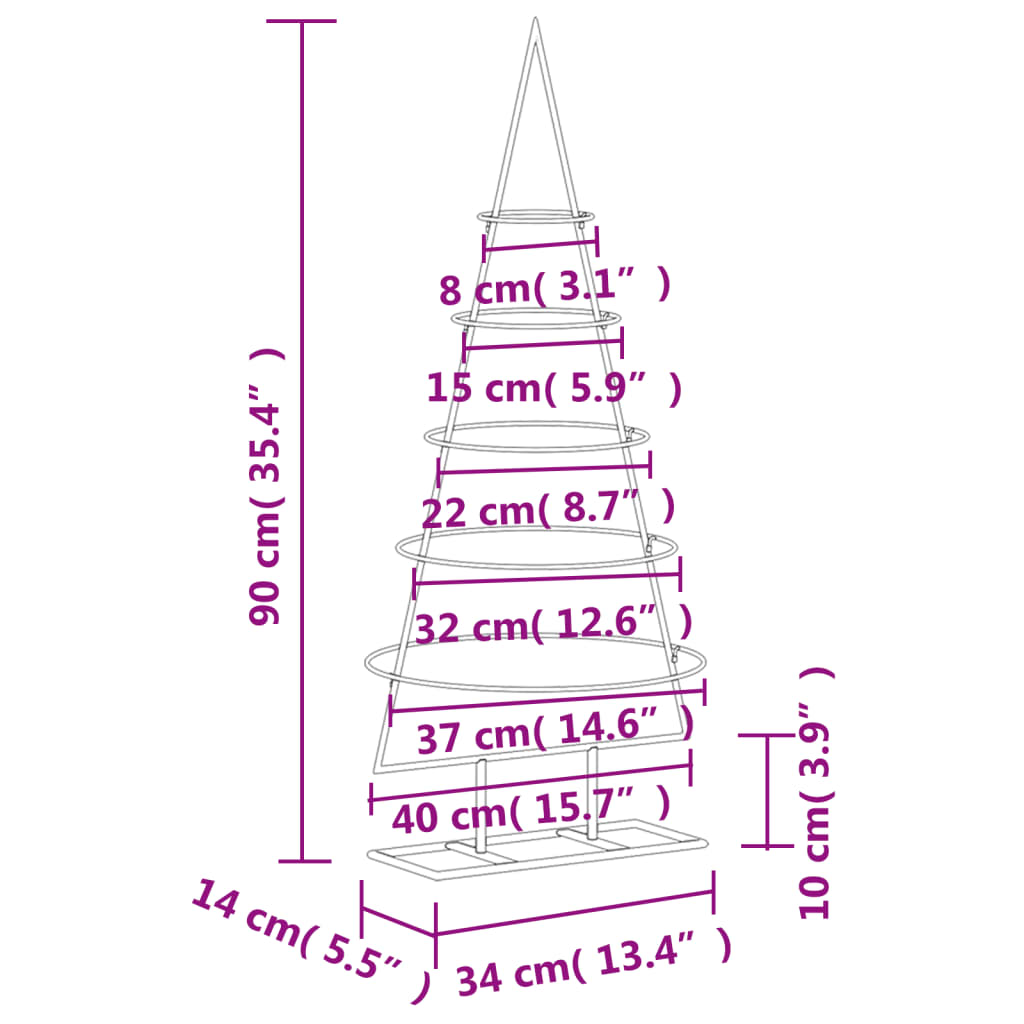 Metall-Weihnachtsbaum für Dekorationen Schwarz 90 cm