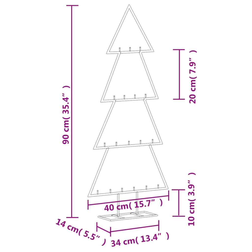 Metall-Weihnachtsbaum für Dekorationen Schwarz 90 cm