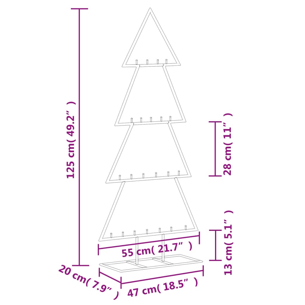 Metall-Weihnachtsbaum für Dekorationen Schwarz 125 cm