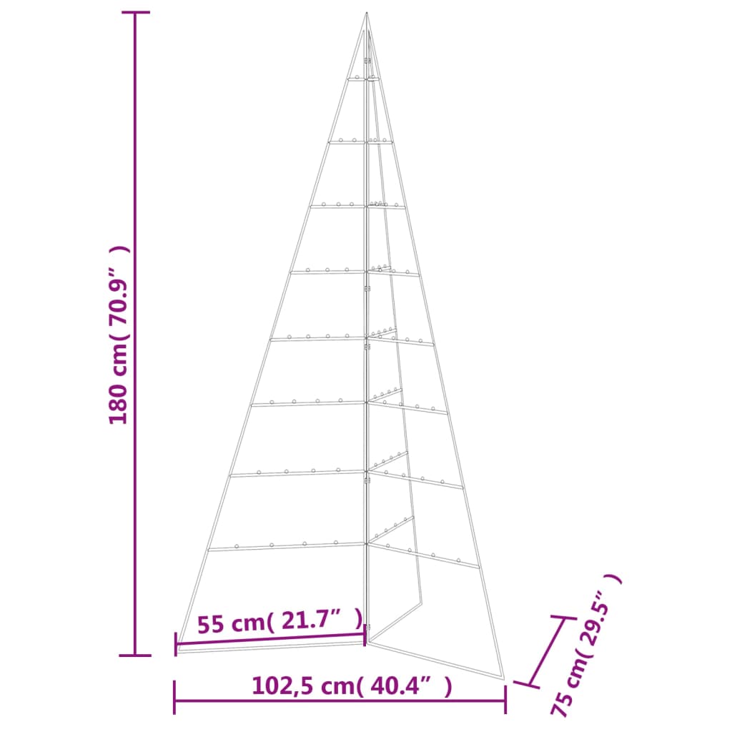 Metall-Weihnachtsbaum für Dekorationen Schwarz 180 cm