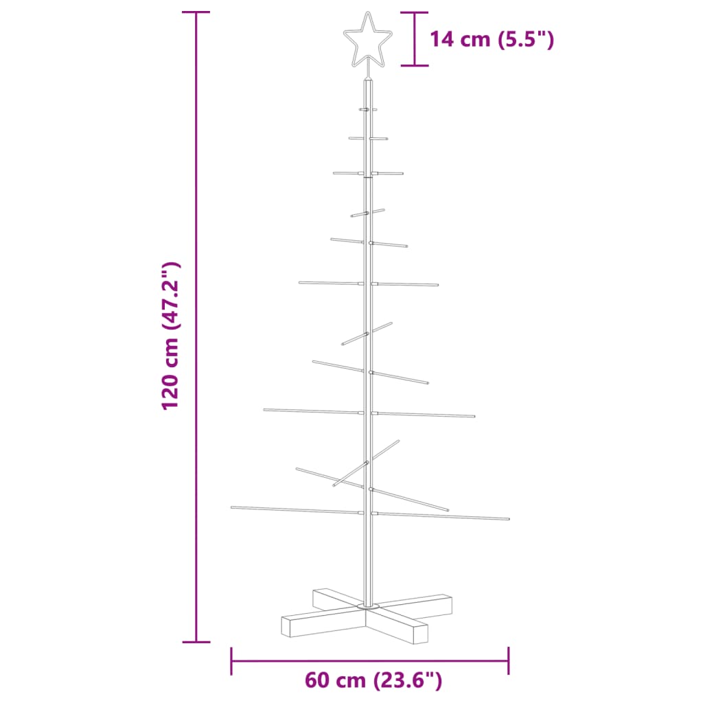 Weihnachtsbaum Metall mit Holzständer Schwarz 120 cm