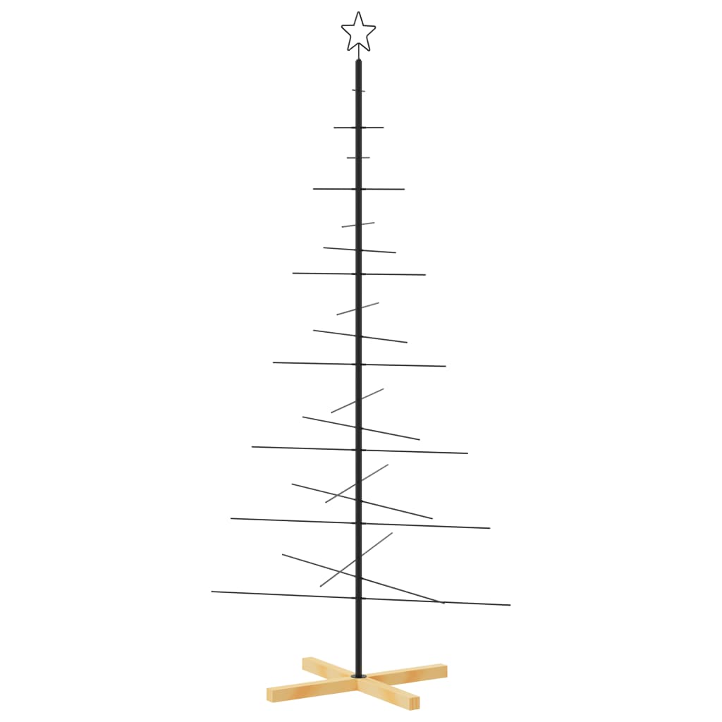 Weihnachtsbaum Metall mit Holzständer Schwarz 180 cm