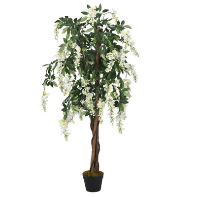 Glyzinienbaum Künstlich 840 Blätter 150 cm Grün und Weiß