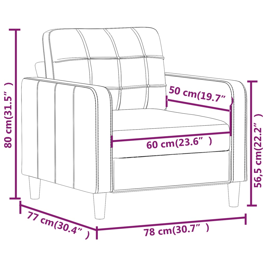 Sofasessel Hellgelb 60 cm Stoff